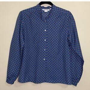 Vintage Kanga Women's Blouse Size 14 Paisley Button Up Grandmacore Granny Chic